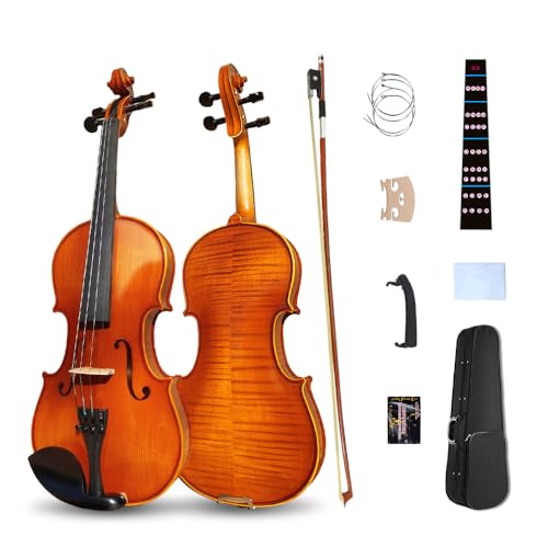 Vetimobato Violin 4/4 Full Size Set Violin for Beginners & Adults & Student & Kids Fiddle Kit with Case, Bow, Rosin, Shoulder Rest,Extra Strings,Bridge, Fingerboard Sticker(4/4 Violin Brown)