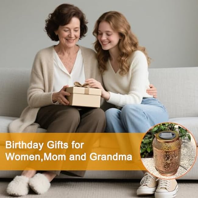 Solar Lantern Outdoor Waterproof,Birthdays Gifts for Women Mom Grandma,Hummingbird Garden Decor,Metal Hanging Solar Lights Decorative for Christmas,Thanksgiving,Backyard,Patio,Porch,Lawn