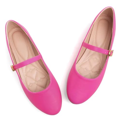 Image of TN TANGNEST Leather Flats for Women Retro Mary Jane Flats | Comfortable Square Toe Slip On Flats with Buckle Strap, Soft Work Flats Office Shoes