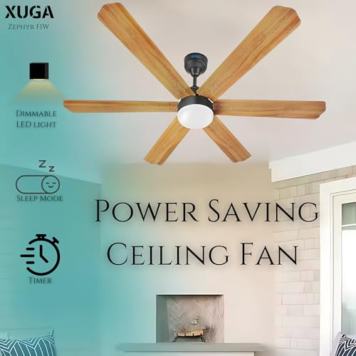 Image of XUGA Zephyr F1W Premium Smart 1200mm, BEE 5-star BLDC fan,6 Blade,Remote Ceiling fan for Home, 100% Copper Motor,Energy Saving, High Air Delivery,LED (Wooden Combo)(5 Year Warranty)