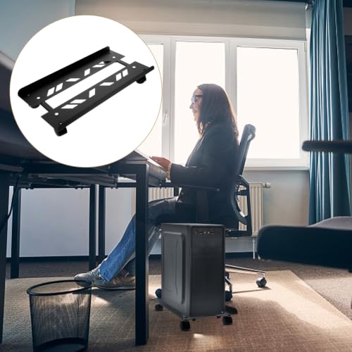 Soporte móvil para torre de computadora con ruedas para uso bajo escritorio y en el piso, soporte de acero laminado en frío con acabado negro resistente, adecuado para hogar y oficina, protección para CPU miniatura 5