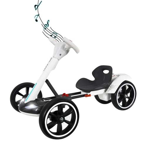 Image of MAOO Electric Go Kart for Kids, Foldable Ride On Toy Car for Toddlers Ages 2-4, Zero Assembly Battery Powered Go Kart with EVA Foam Tires, Adjustable Seat, Steering Wheel, 390 Motor, 3.73 MPH (White)