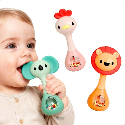 iPlay, iLearn Baby Shaker Rattle Toy, Babies Teething Sensory Toys 3-6-12 Month, Infant Development Tummy Time Animal Rattles Set, Newborn First...