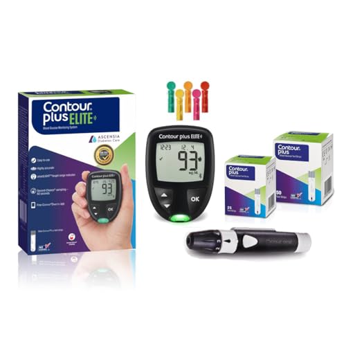 CONTOUR Plus Blood Glucose Monitoring System Glucometer with 75 S...