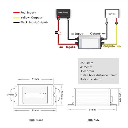 Convertisseur abaisseur CC 12V 24V vers 3.7V 4A pour électronique - 2