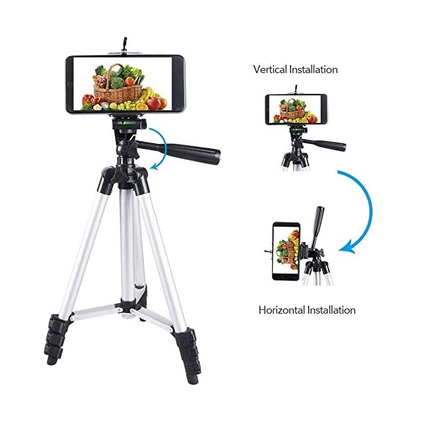 PRITECH 106 cm Aluminium Stativ für Handy, Spiegelreflexkamera, iPhone, Gopro, Smartphone mit Adapter für Handy und… – Bild 6