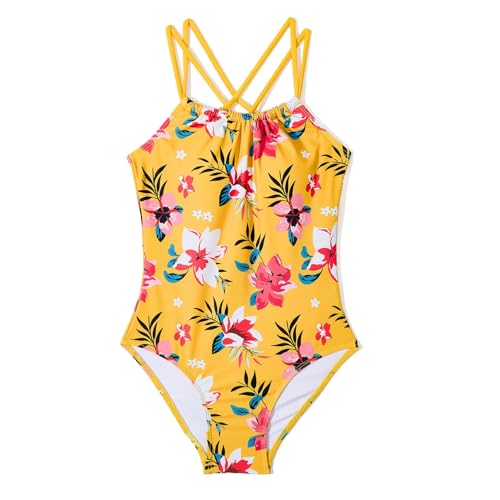 Image of Girls One Piece Swimsuits Teens Bathing Suits Teen Swimsuits Quick Dry Halter Crossback Beach Sport UPF 50 Kids Swimwear