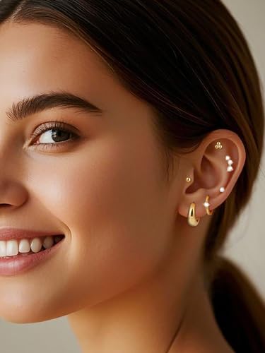 Flat Back Stud Earrings Surgical Stainless Steel Gold Flatback Cartilage Stud Earrings Hypoallergenic for Women2