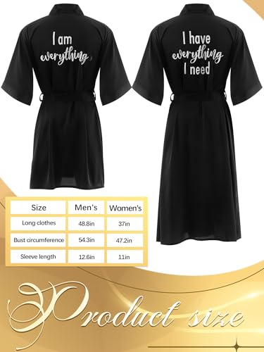 Jecery 2 Pcs Satin His and Hers Robes Set Matching Robes for Couples Women Man Wedding Engagement Bridal Shower Gifts2