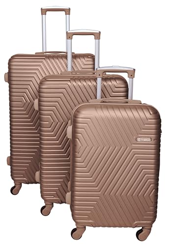 TrekKit Suitcase Set of 3 Pieces ‚ 20/24/28 inch HardSide Suitcase - ABS Material with 4 Wheels Spinner (Set of 3, Gold)
