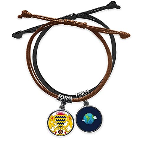 Pulsera de Chad amuleto de cuero ajustable y cadena de cuerda tejida