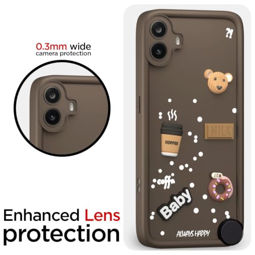 Image of Bintage Back Cover Compatible for CMF by Nothing Phone 1 5G | Cute 3D Taddy Ball Bear Milk Cake Coffee Silicon Case Full Body & Camera Protection - Brown