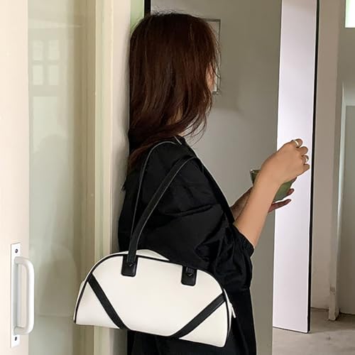 Sac à main tendance en cuir PU patchwork bicolore femme - 3