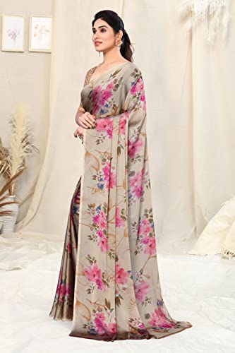 Image of MIRCHI FASHION Women Saree Chiffon Flower Print | Breathable Lightweight Sari for Office and Daily Use with Unstitched Blouse Piece (Available in 30 Styles)