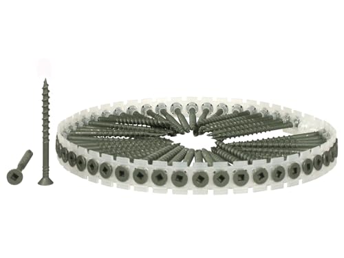 SENCO Duraspin 42W50MW Wood‑to‑Wood Decking & Flooring Screws – 4.2x50mm Weatherex II Finish - Type 17 Cut Point - Plastic‑Collated Outdoor Fasteners for Decking - Fencing & Timber Work