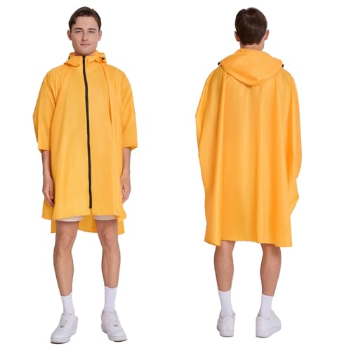 Image of Hooded cape style waterproof raincoat suitable for outdoor activities, hiking, mountaineering, and both men and women