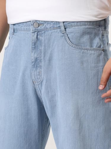 Image of Urbano Plus Men's Loose Baggy Fit Washed Denim Jeans Non-Stretchable