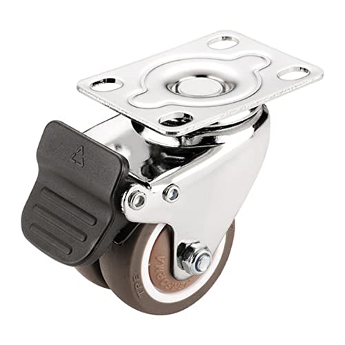 Meubles de chariots, roulettes 4pcs / Set Roulettes pivotantes silencieuses robustes 1,5/2 pouces Roues en caoutchouc double rangée avec roulettes de meubles de chariot de frein