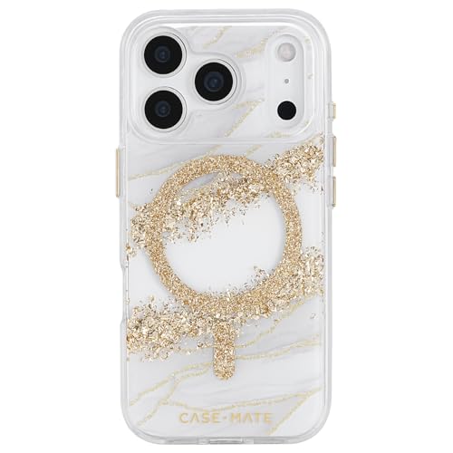 Image of Case-Mate iPhone 17 Pro Case - Karat Granite | Compatible with MagSafe - Stylish Marble Phone Cover with 12ft Drop Protection - Magnetic Phone Cover for iPhone 17 Pro