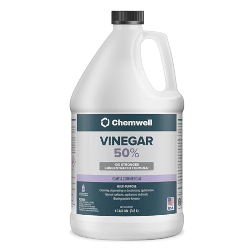 Chemwell 50% Vinegar (1 Gallon) - General Purpose All-Natural Multi-Surface Cleaner for Home, Patio & Commercial - High Performance, Powerful Concentrated Acetic Acid - Made in USA