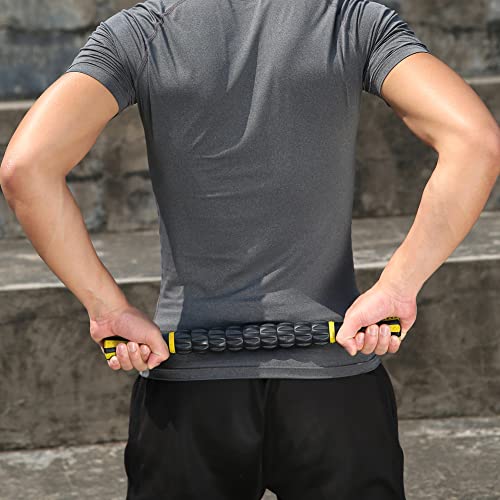 Idson Muscle Roller Stick For Athletes- Body Massage Sticks Tools-Muscle Roller Massager For Relief Muscle Soreness,Cramping And Tightness,Help Legs And Back Recovery,Black Yellow #TOP5
