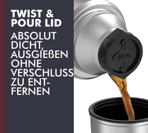 Foto von Thermos Stainless King Thermosflasche Silber 1,20l - Edelstahl, absolut dicht, mit Trinkbecher und Griff, 12h heiß & 24h kalt, spülmaschinenfest, BPA-frei