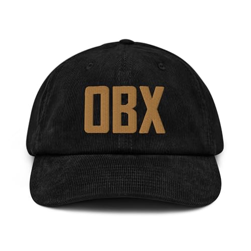 OBX Airport Code Embroidered Corduroy Hat North Carolina Dad Outer Banks NC Coastal Aesthetic Baseball Cap Black