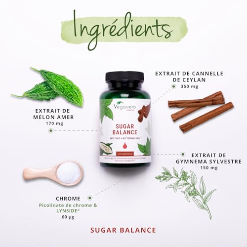 GLYCEMIE Complex | 120 Gélules (4 MOIS) | Chrome Lynside®, Cannelle, Gymnema sylvestris et Melon amer | Réguler le taux de sucre* | Sans Additifs & VEGAN | Vegavero® – Image 6