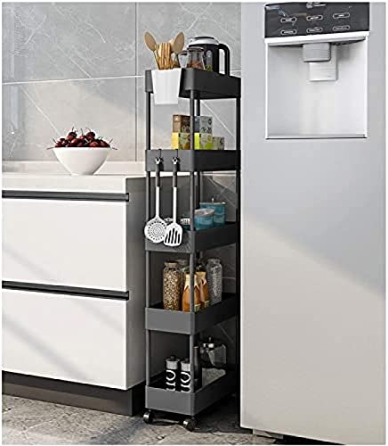 Rack de armazenamento de cozinha, carrinho de armazenamento de 5 camadas com rodas, carrinho utilitá