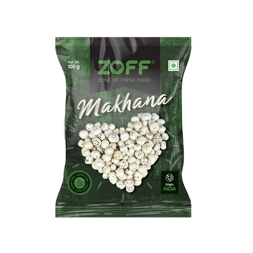 Image of Zoff Lotus Seeds Pack of 2: Indulge in Exquisite Crunchiness | 2 Packs of Fox Nuts | Big Size Phool Makhana | Puffed to Perfection | 100g Each | Net weight 200g | Pack of 2
