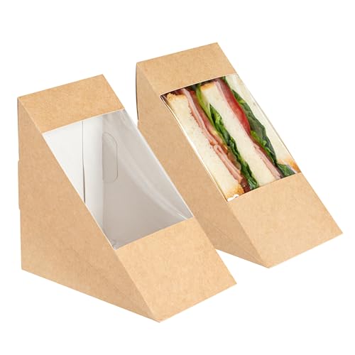 Restaurantware Large Triangle Sandwich Box - 4.8" x 3.2" with Window - Brown - 25ct by Restaurantware - Used condition - CA$6.15