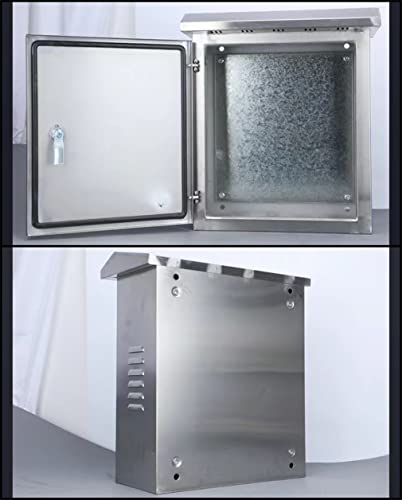 304 Stainless Steel Electrical Box 20'' X 16'' X 8'' Outdoor Electrical Enclosure Box 20" H X 16" W X 8" D With Mounting Plate Weatherproof Anti-Rust And Anti-Corrosion #TOP4