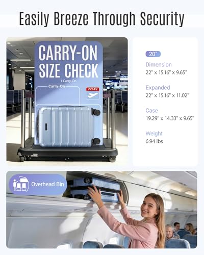 Image of LIGHT FLIGHT Carry On Luggage 22x14x9 Airline Approved, Expandable Carry On Suitcases with Wheels, Lightweight Luggage, Durable Hard Shell 20 Inch Rolling Suit Case for Men Women Travel,Light Blue