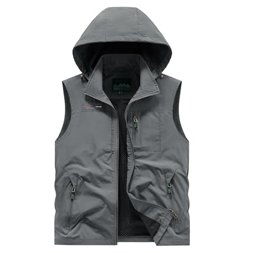 Image of Lightweight Outdoor Vest Jacket for Men, Windbreaker for Golf, Safari, Travel, Fishing, Hiking