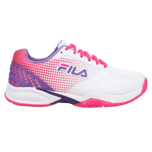 Fila Women’s Volley Zone Pickleball Shoes (White/Pink Glo/Electric Purple) 6 US