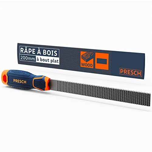 Presch Râpe à bois à bout plat 200mm - Râpe de haute qualité à double tranchant H2 pour une finition propre des bords dans le bois dur ou tendre - Lime à bois professionnelle Cover