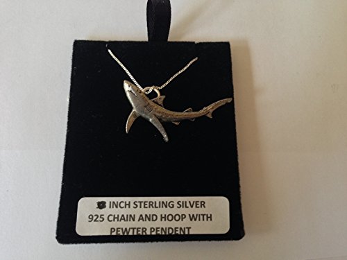 Requin bleu F7 Pendentif en véritable argent sterling 925 Chaîne 18 "Collier fait à la main avec Boîte cadeau prideindetails