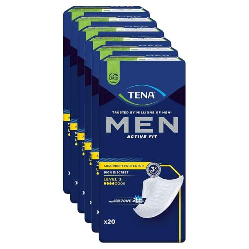 Tena Men Active Fit - Almohadillas para incontinencia nivel 2, 6 x 20 unidades