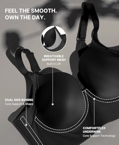 Image of SHAPELLX Back Smoothing Push Up Underwire Bra, Molded Cup Support Bra