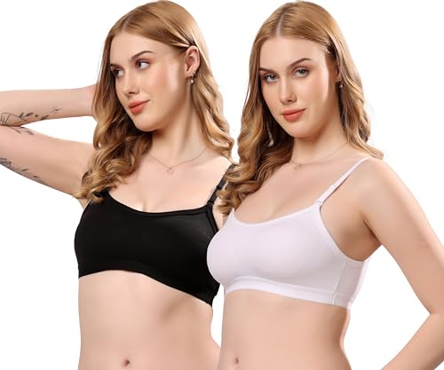 Image of London Hills Women's Cotton Sports Bra for Women Solid Bra Wireless & Non Padded Full Coverage Soft Hold Straps Super Combed Cotton Elastane Stretch Full Coverage Slip-On Active Bra