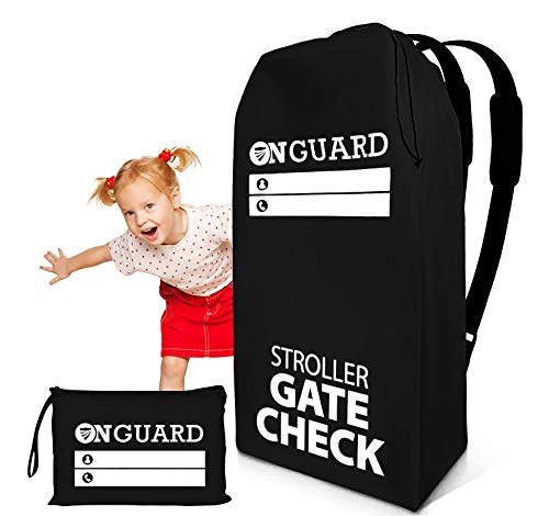 OnGuard Double Stroller Travel Bag - Waterproof Rip Resistant Polyester Compact - Stroller Bag Cover Accessories, Stroller Bag for Airplane, Stroller Gate Check Bag