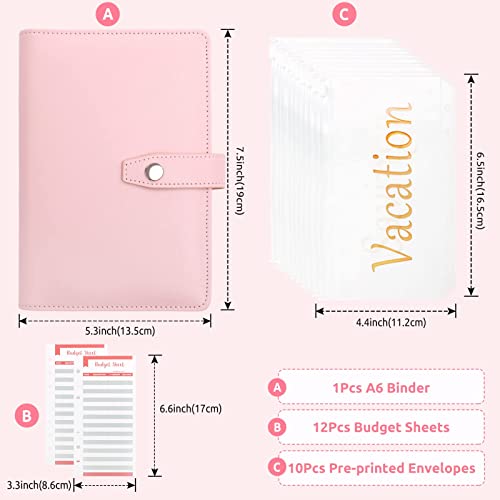 Budget Binder With Zipper Envelopes - Crocodile Money Organizer, Cash Saving Book Budgeting Planner, Cash Stuffing Folder Envelope System, A6 Bill Binders With Pockets (Button-Pink) #TOP5