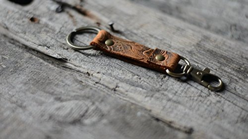 Image of JJNUSA Genuine Leather Keychain Walnut Leather Key Holder Mens Belt Key Chain Ring Fob