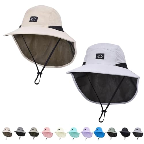 Image of ZOORON Kids Sun Hat with Neck Flap UPF 50+ Beach Hats for Baby Boys Girls