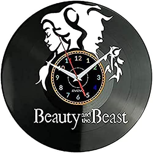 Reloj de Pared Bella y la Bestia Reloj de Pared Vinilo Record Reloj de Pared La Bella y la Bestia...