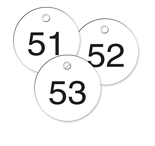 Numbered White Plastic Circle Tags - Pack of 25 (2