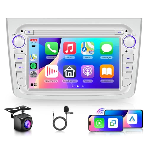 🚗[Wireless Carplay & Wireless Android Auto & Mirror Link] L'autoradio per Alfa Romeo MITO 2008 è in grado di integrare strettamente il telefono cellulare IOS/Android dell'utente e il lettore, di collegarsi a iPhone e Android e di accedere alla rubrica del telefono cellulare, alla posta, alle notifiche, alla navigazione su mappa, alla musica, ai video e ad altre informazioni e di realizzare il controllo vocale. Lo stereo supporta Android/IOS Mirror Link: una volta collegato, è in grado di proiettare il contenuto del telefono, in modo che l'autoradio Alfa Romeo MITO 2009 visualizzi esattamente ciò che il telefono visualizza, e quindi si può godere di mappe, film e altro ancora!