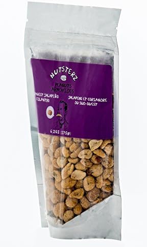 Southwest Jalapeño Peanuts from Nutsterz with Hot Peppers and Southwest Flavor - Spicy Peanuts with a Kick, Healthy Peanuts Flavored with Paprika, Garlic, Salt, Cilantro & More! (6.24oz Bag)