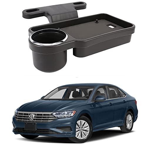 Image of Oshotto (FT-04) Foldable Car Auto Headrest Rear Back Seat Table Drink Food Cup Tray Holder Compatible with Volkswagen Jetta - Black