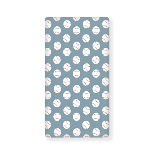 QINBEIDU Baseball Blue Fitted Crib Sheet American Sport Championship Patch Sports Standard Crib Mattress Fitted Sheet Baby Toddler Bed Mattress Sheets for Boys Girls 28
